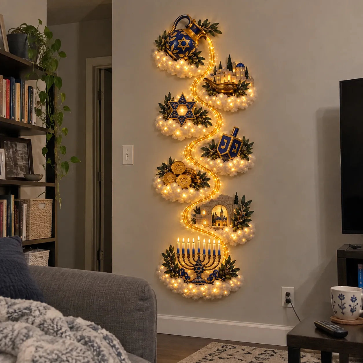 🔥🎁🕎 Hanukkah Festival of Lights Wall Decor Collection – 4 Glowing Designs Celebrating Eight Nights of Light ✨-HandPrint