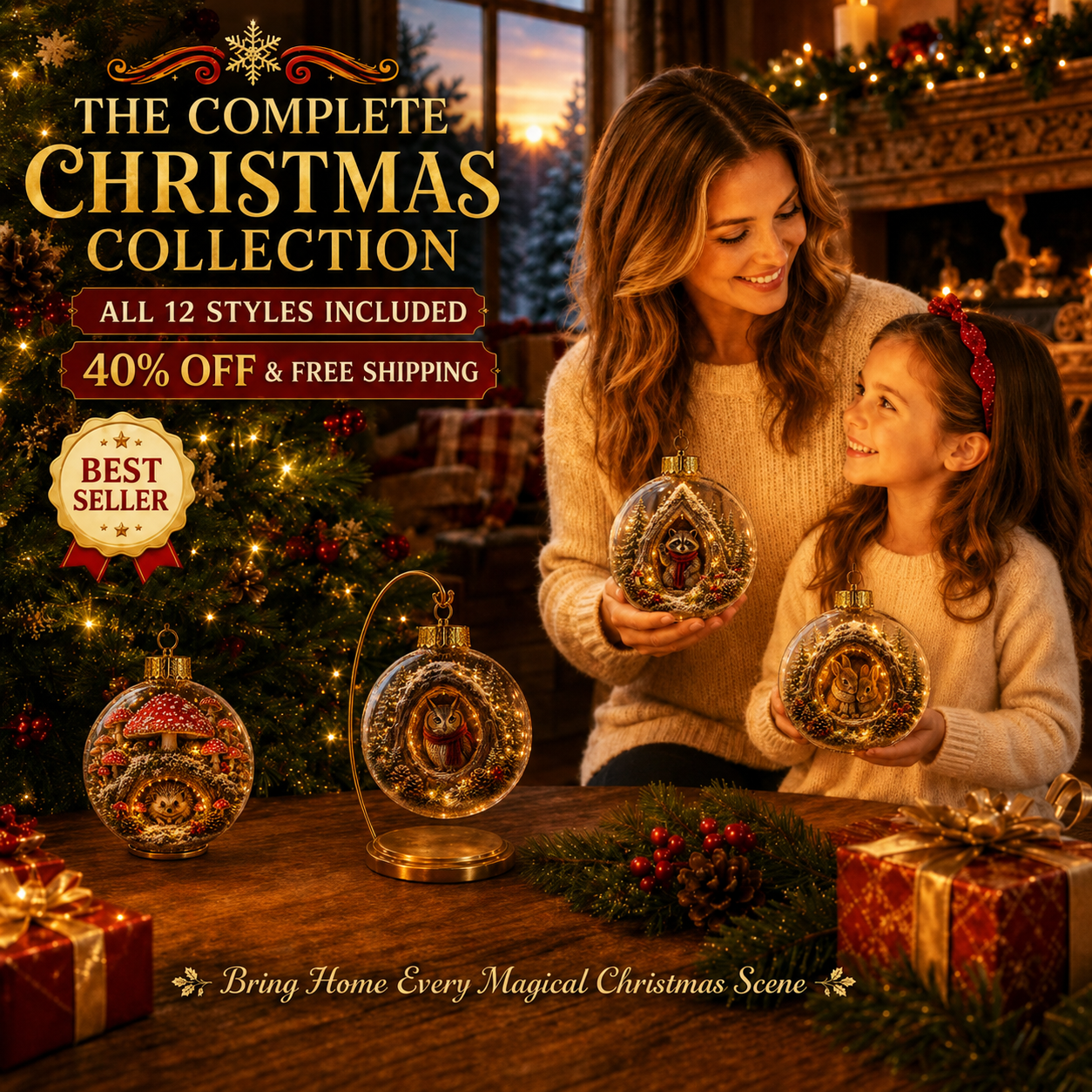 🔥Limited time 70% OFF -✨🎄 Animal Series Glowing Christmas Ornament – Light-Up Mini Winter Animal Scene-HandPrint
