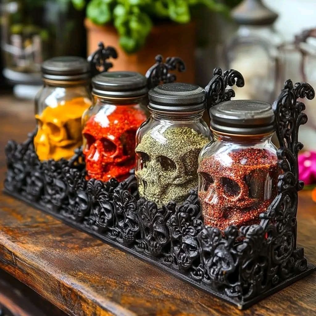 Only a Few Left-Skull Spice Jars Set-HandPrint