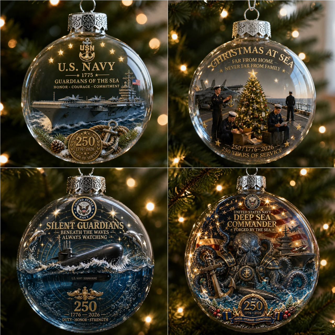 🎄 LAST DAY 75% OFF 🇺🇸 America 250th Military Legacy Light-Up Christmas Ball-HandPrint
