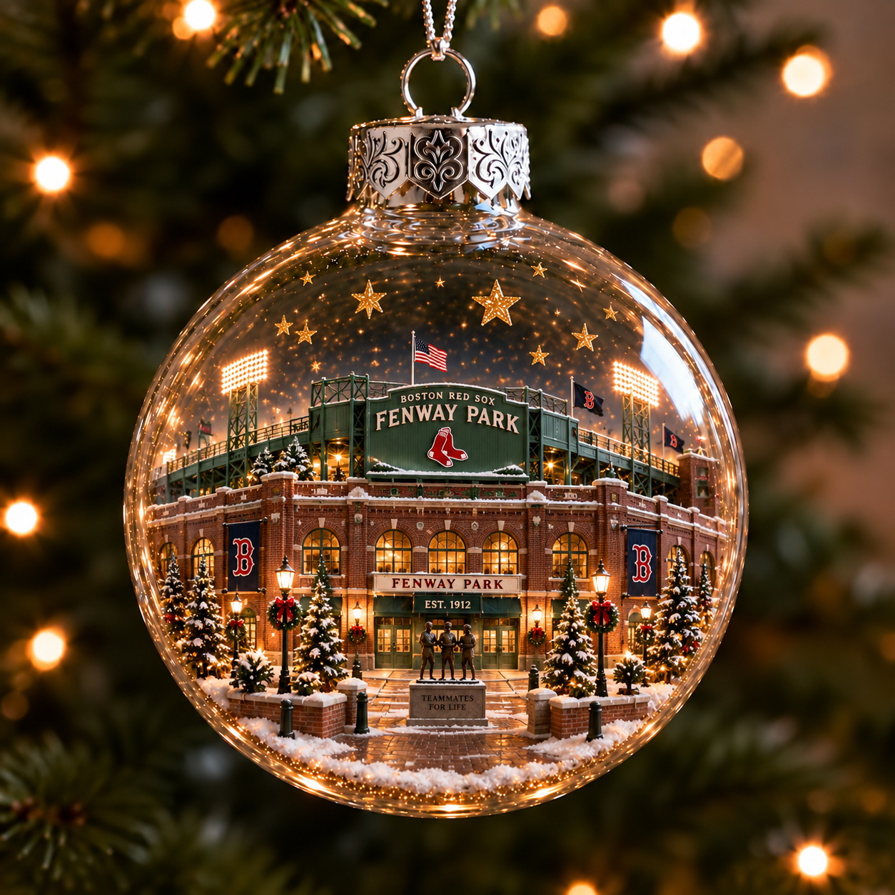 ⚾✨ Bring the Ballpark Home — Light-Up Baseball Stadium Christmas Ornament-HandPrint