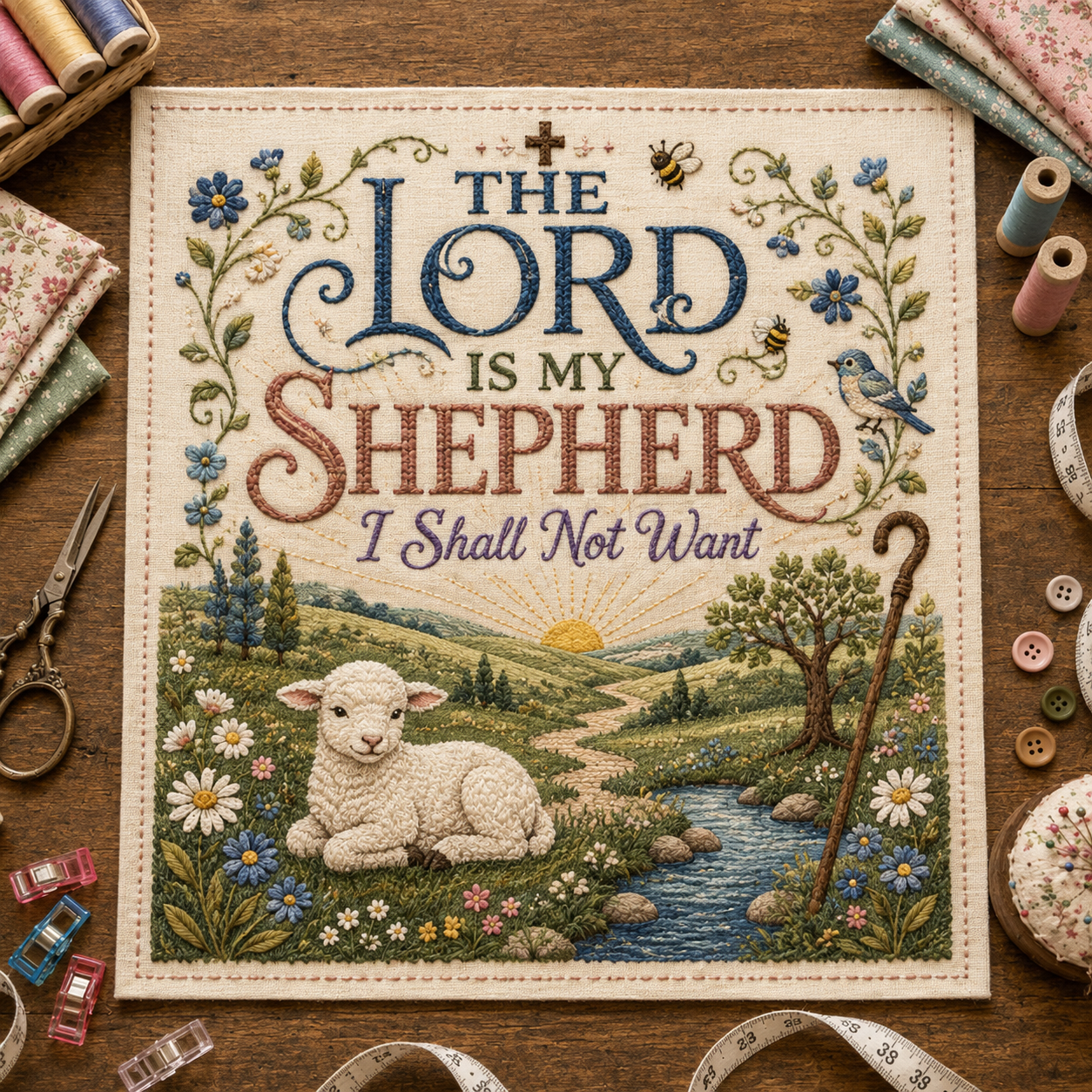 ✝️ Psalms of Comfort & Strength Faith Fabric Patch Panel-HandPrint