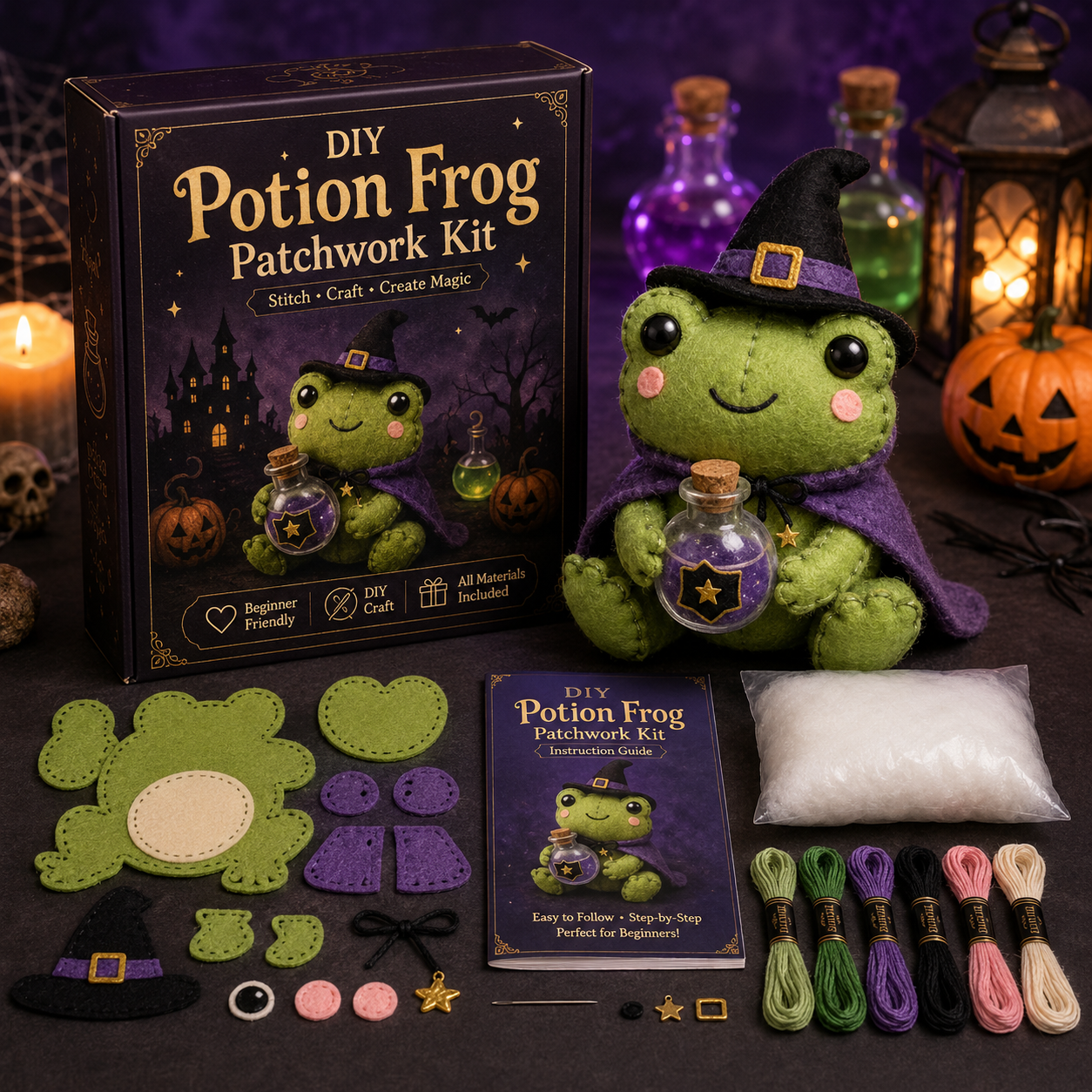 DIY Halloween Magical Patchwork Kit – Sew Your Own Spooky Cute Friend 🎃🧵-HandPrint