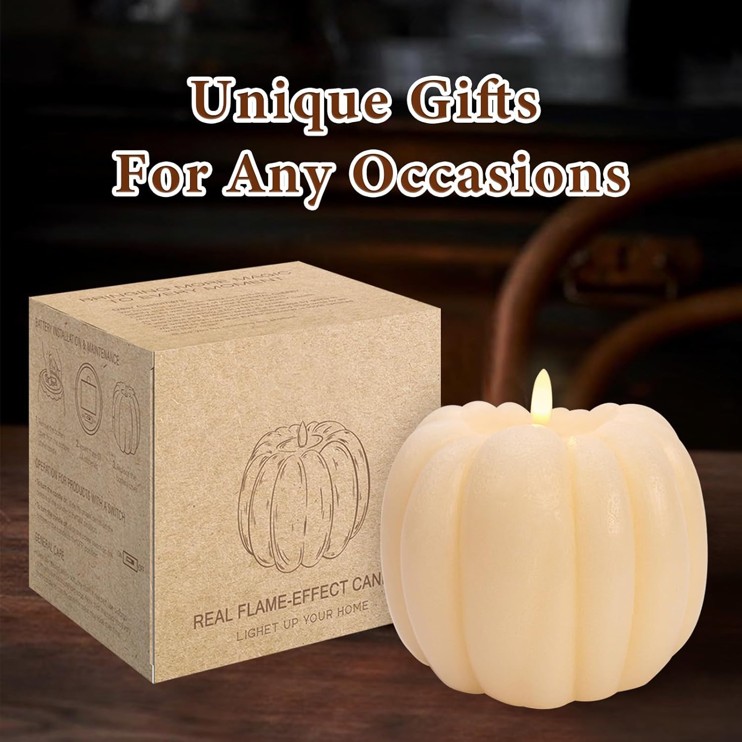 Flickering Flameless Wax Pumpkin LED Candle with Timer Remote Control - Thanksgiving Gifts-HandPrint