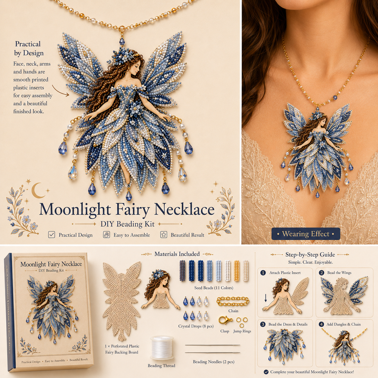 DIY Fairy Necklace Beading Kit, Seed Bead Jewelry Making Craft-HandPrint