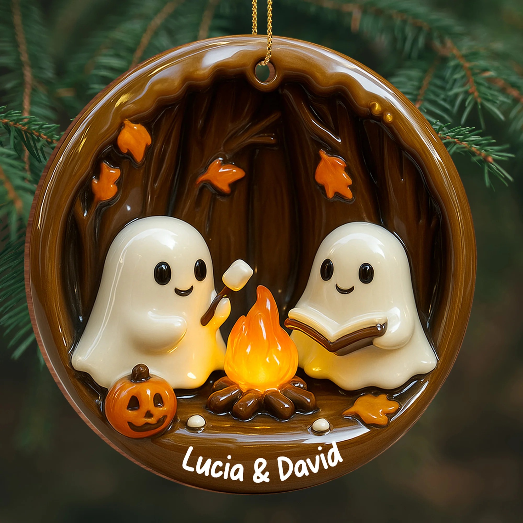 DIY Ghost Campfire Personalized Ornament 👻🔥-HandPrint