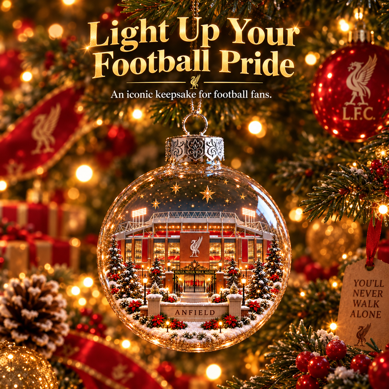 ⚽🎄 Light-Up Football Stadium Christmas Ornament-HandPrint