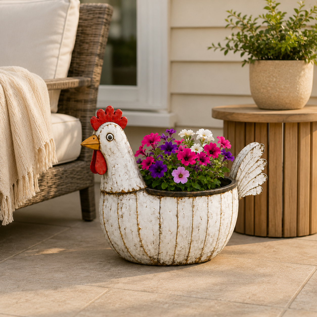 Rustic Hen Garden Stake Planter-HandPrint