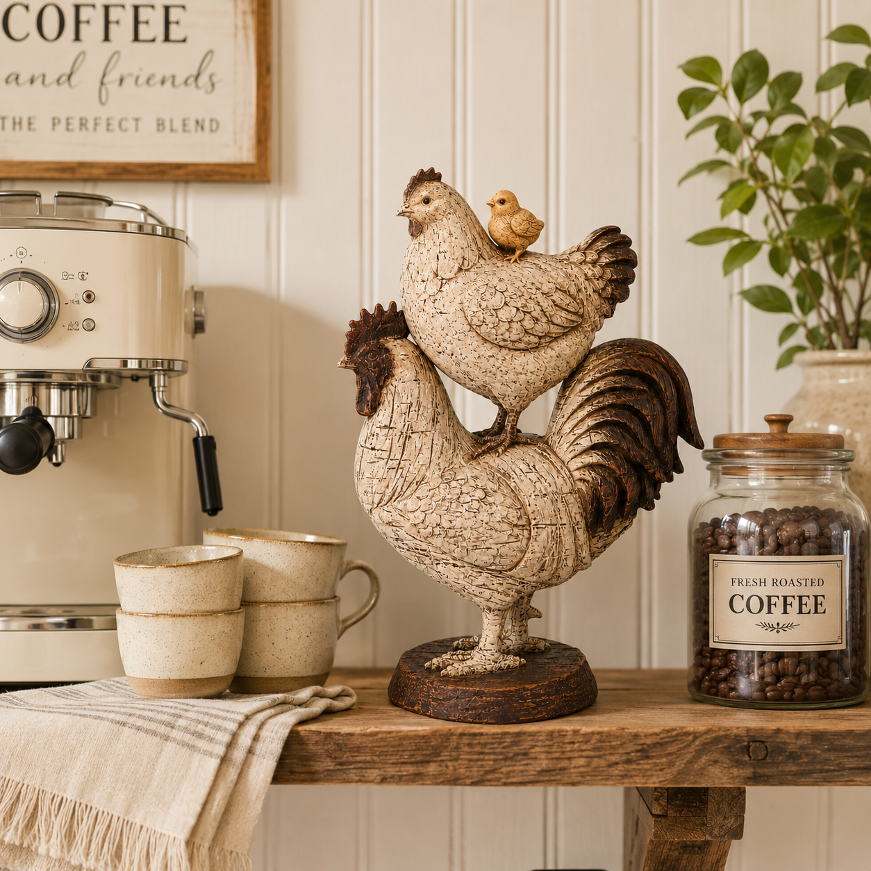 Vintage Country Rooster Sculpture