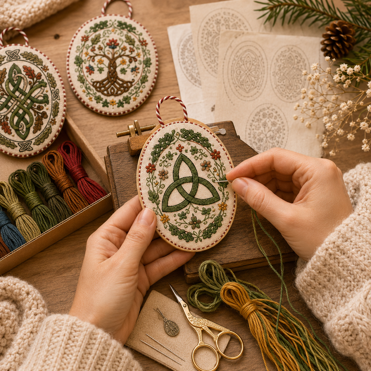 🍀 Celtic Knot DIY Embroidery Ornament Kit-HandPrint