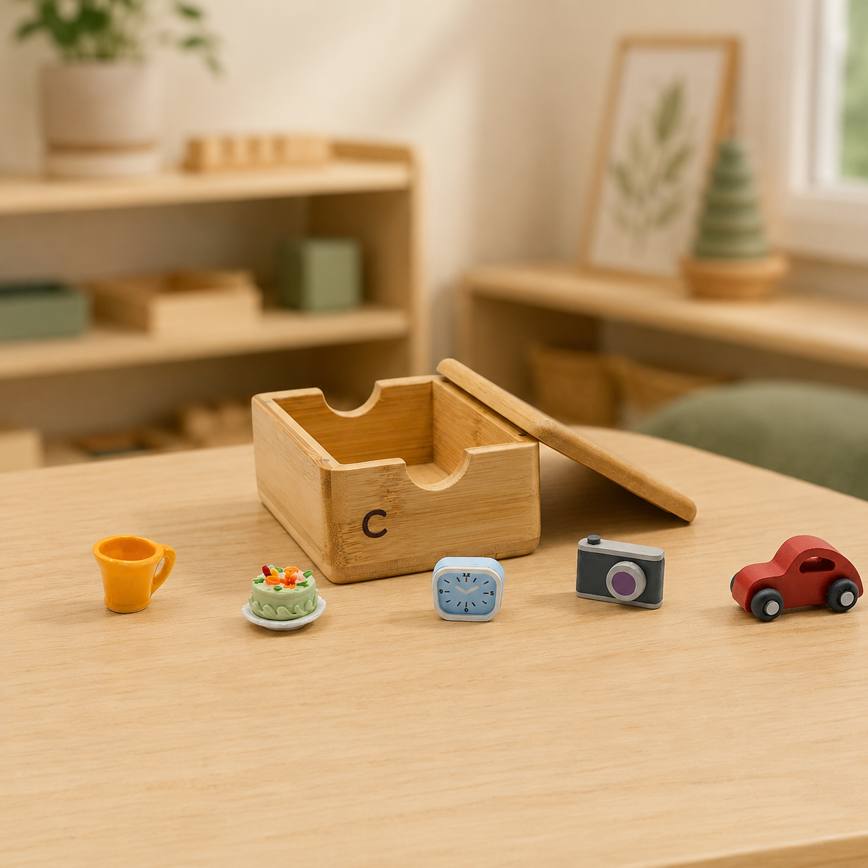 Montessori Phonics Cabinet with 120 Miniature Objects-HandPrint