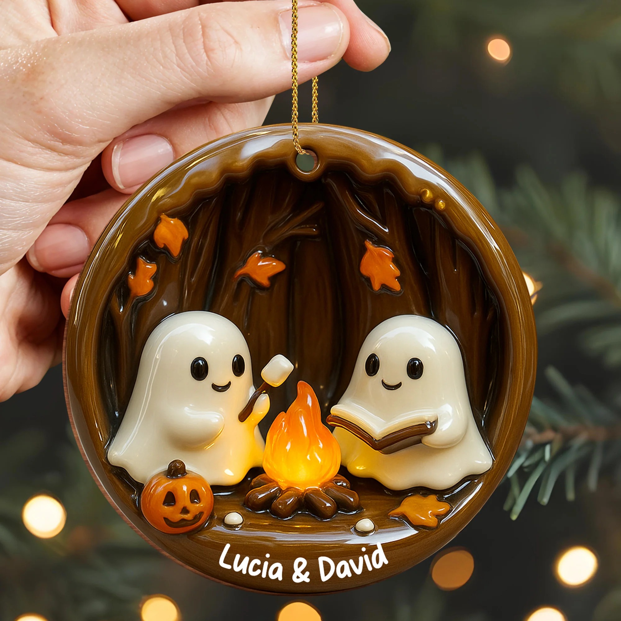 DIY Ghost Campfire Personalized Ornament 👻🔥-HandPrint
