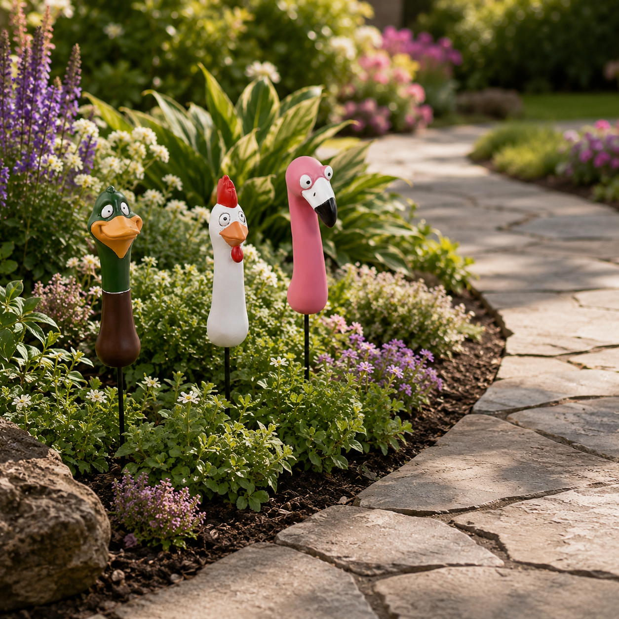 🌿 Funny Peeking Bird Garden Stakes – 3-Piece Whimsical Yard Decor-HandPrint
