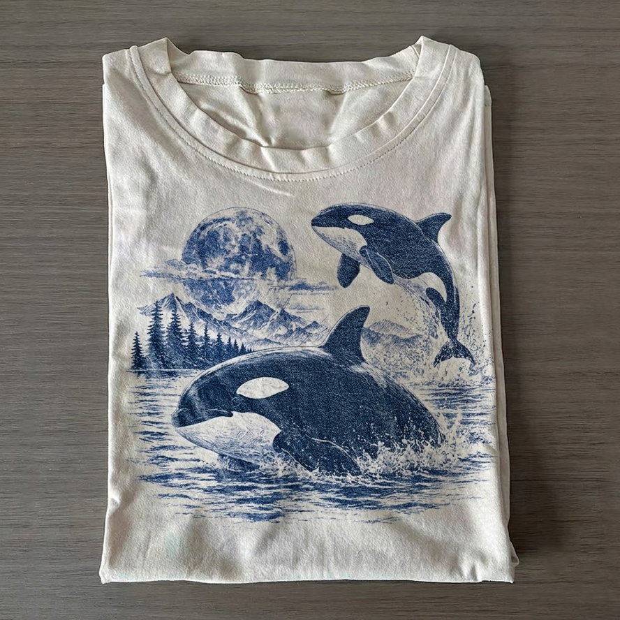 Old School Orca Graphic T-shirt-NaturexCraft