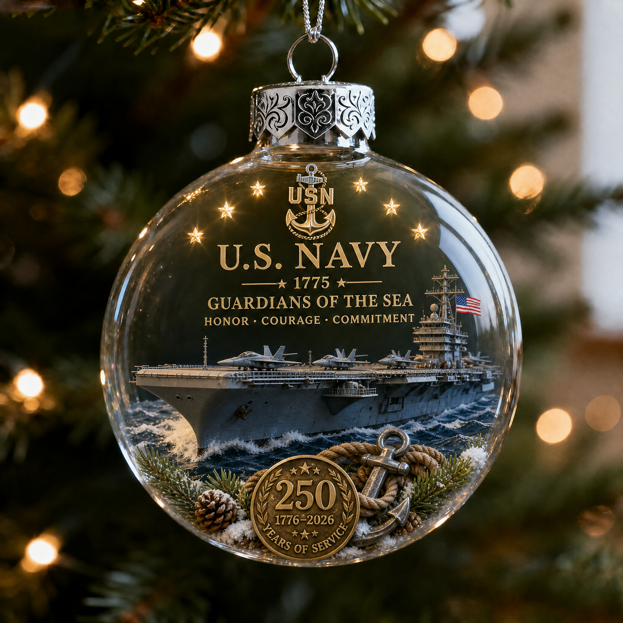 🎄 LAST DAY 75% OFF 🇺🇸 America 250th Military Legacy Light-Up Christmas Ball-HandPrint