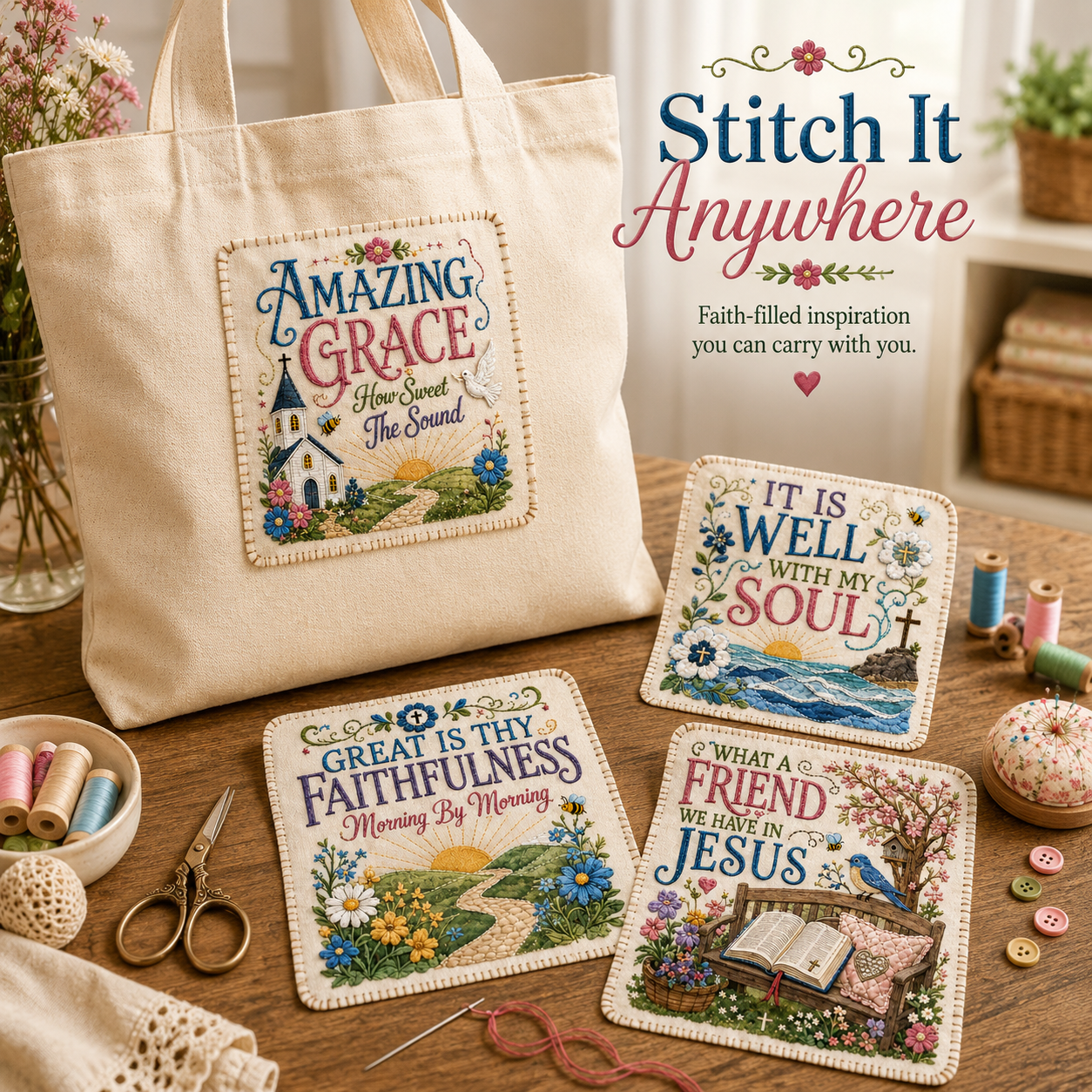 ✝️ Beloved Hymns Faith Fabric Patch Panel-HandPrint