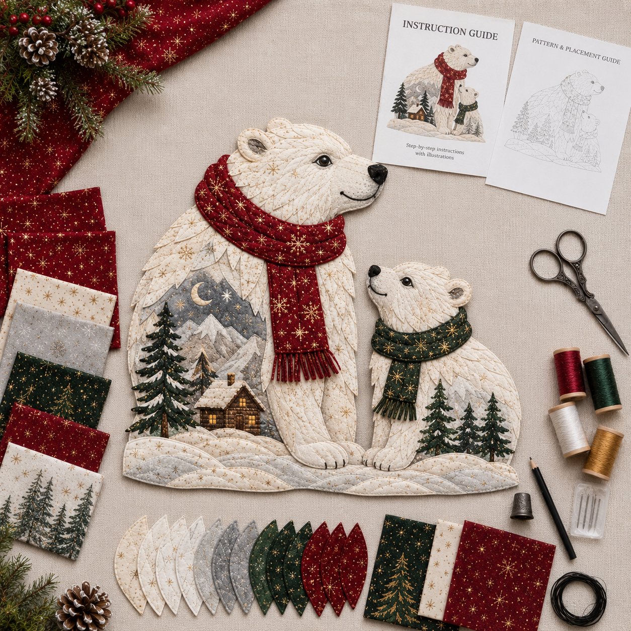 🔥Last Day 49% OFF - 🎄🎅Christmas Woodland Wildlife DIY Patchwork Kit – ✨Create a Festive Handmade Keepsake-HandPrint