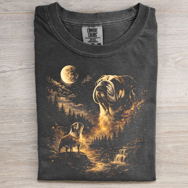 Bulldog Howling to The Moon T-shirt-NaturexCraft
