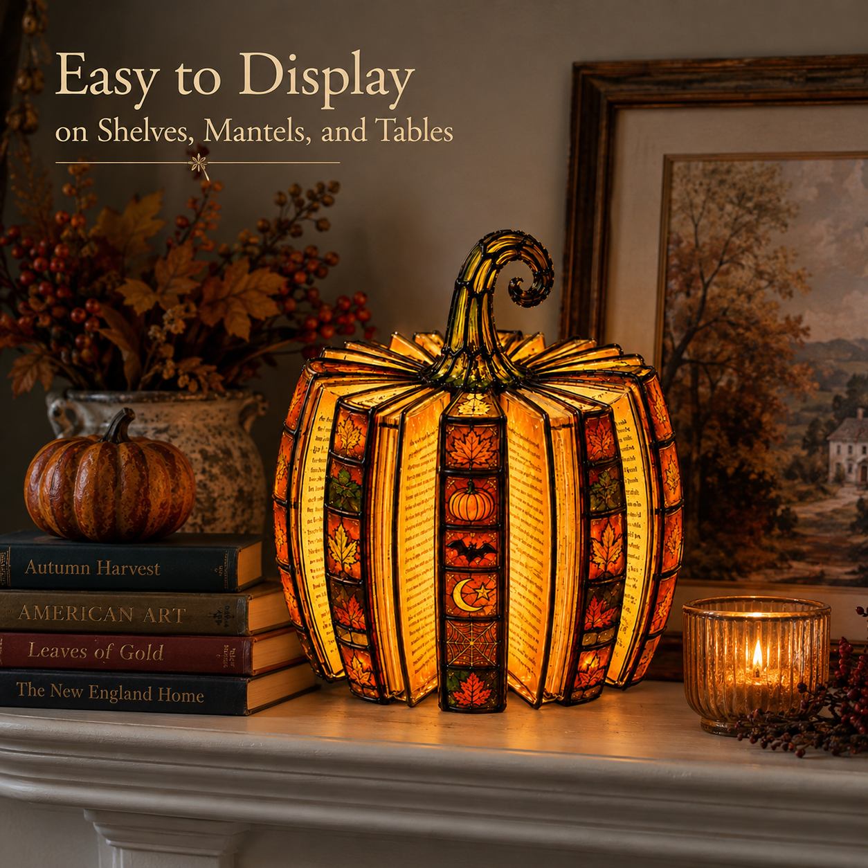 Halloween Pumpkin Book Lamp – A Cozy Fall Glow That Turns Any Corner Into a Seasonal Favorite-HandPrint
