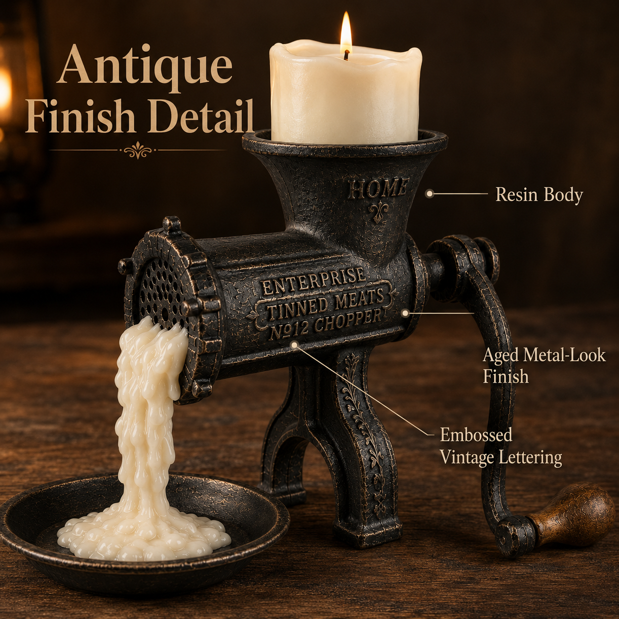 Vintage Meat Grinder Candle Holder-HandPrint