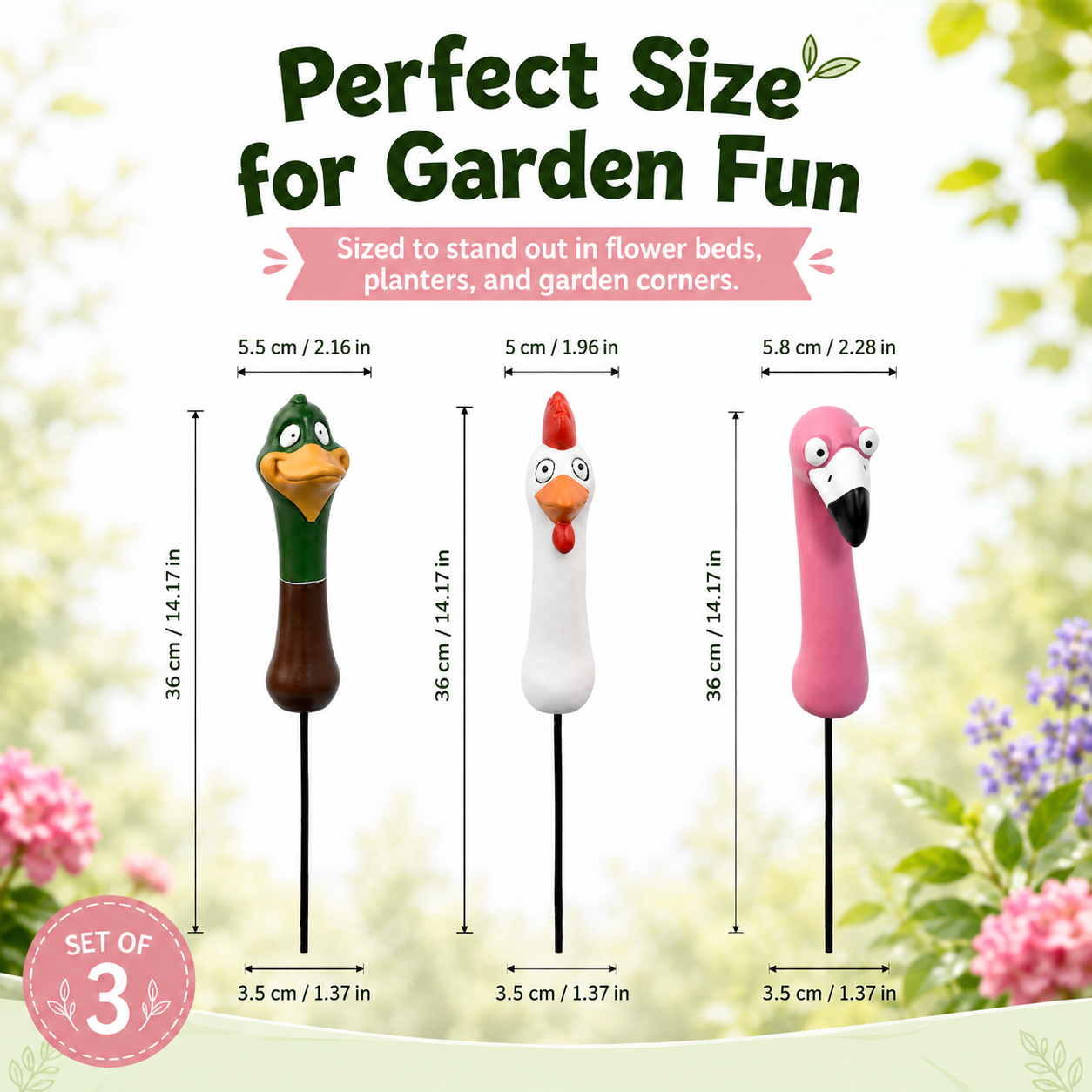 🌿 Funny Peeking Bird Garden Stakes – 3-Piece Whimsical Yard Decor-HandPrint