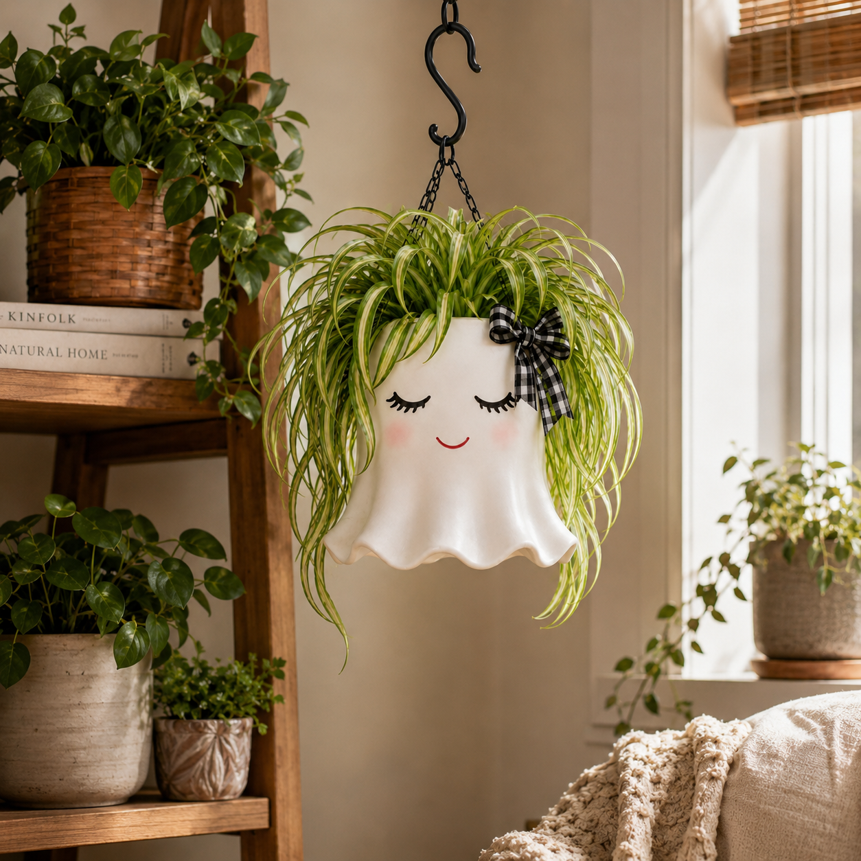 Cute Ghost Hanging Planter-HandPrint