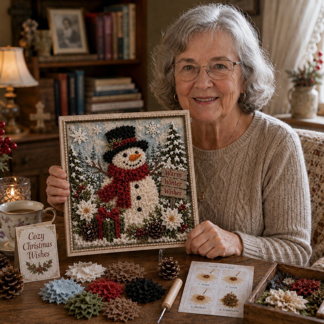 🔥Last Day 50% OFF - 🎄Beginner-Friendly 3D Christmas Fabric Poke Art Kit | Complete DIY Kit-HandPrint