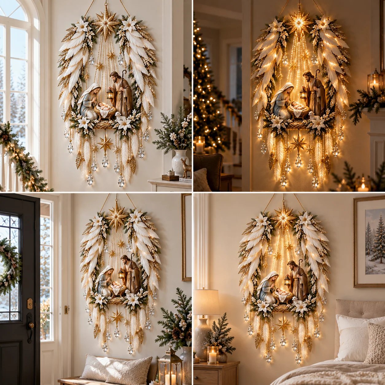 ✨👼 Heavenly Angel Wings Nativity Light✨ – Lighted Christmas Wall Decor  ✈️-HandPrint