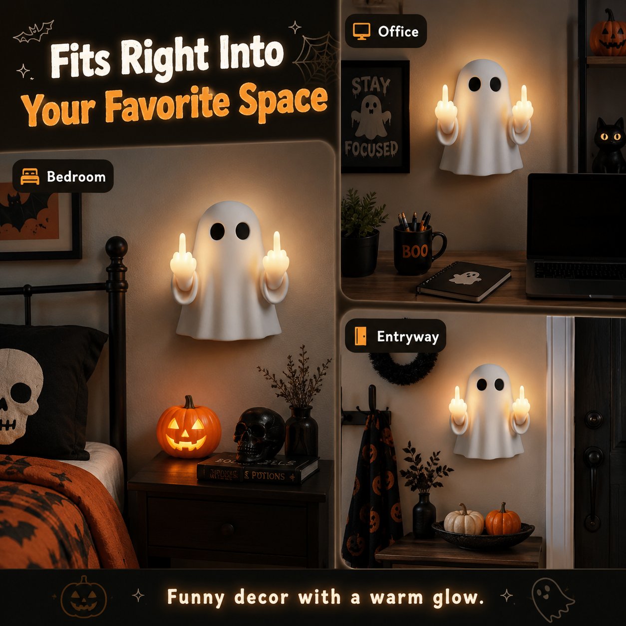 👻 MEGA-HALLOWEEN-VERKAUF 50 % RABATT – Lustiges Mittelfinger-Geister-Nachtlicht 🖕-HandPrint