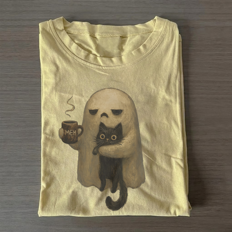 Spooky Black Cat T-shirt-NaturexCraft