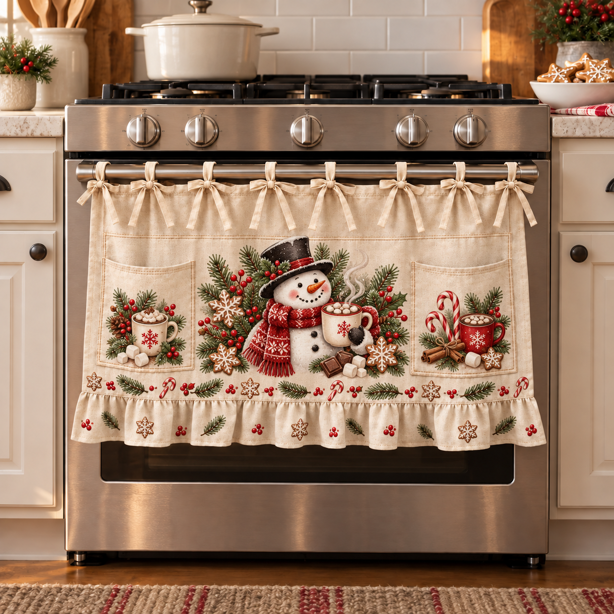 LAST DAY 70% OFF 🎄 Christmas Tie-On Pocket Curtain Collection-HandPrint