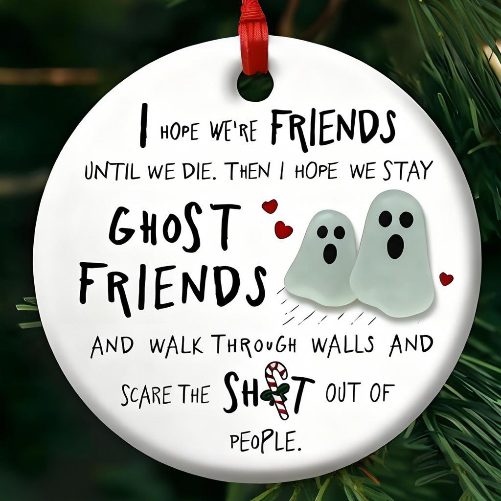 Ghost Friends Forever Sea Glass Ornament-HandPrint