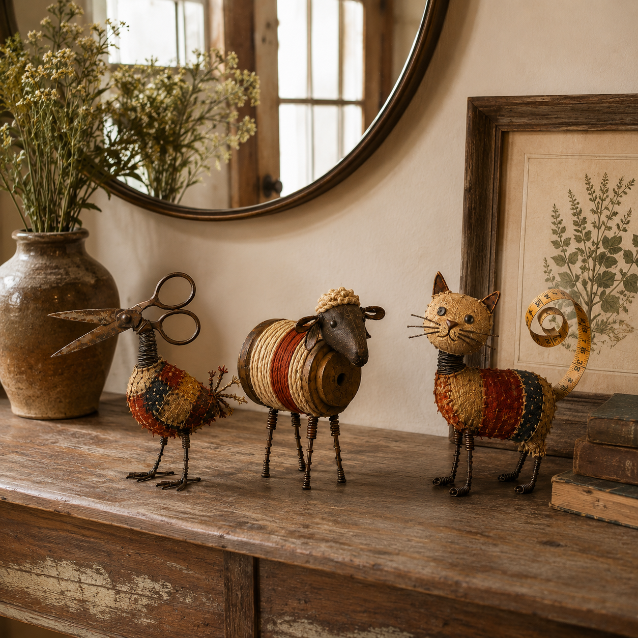 Vintage Tool Animal Folk Art Sculpture Collection-HandPrint
