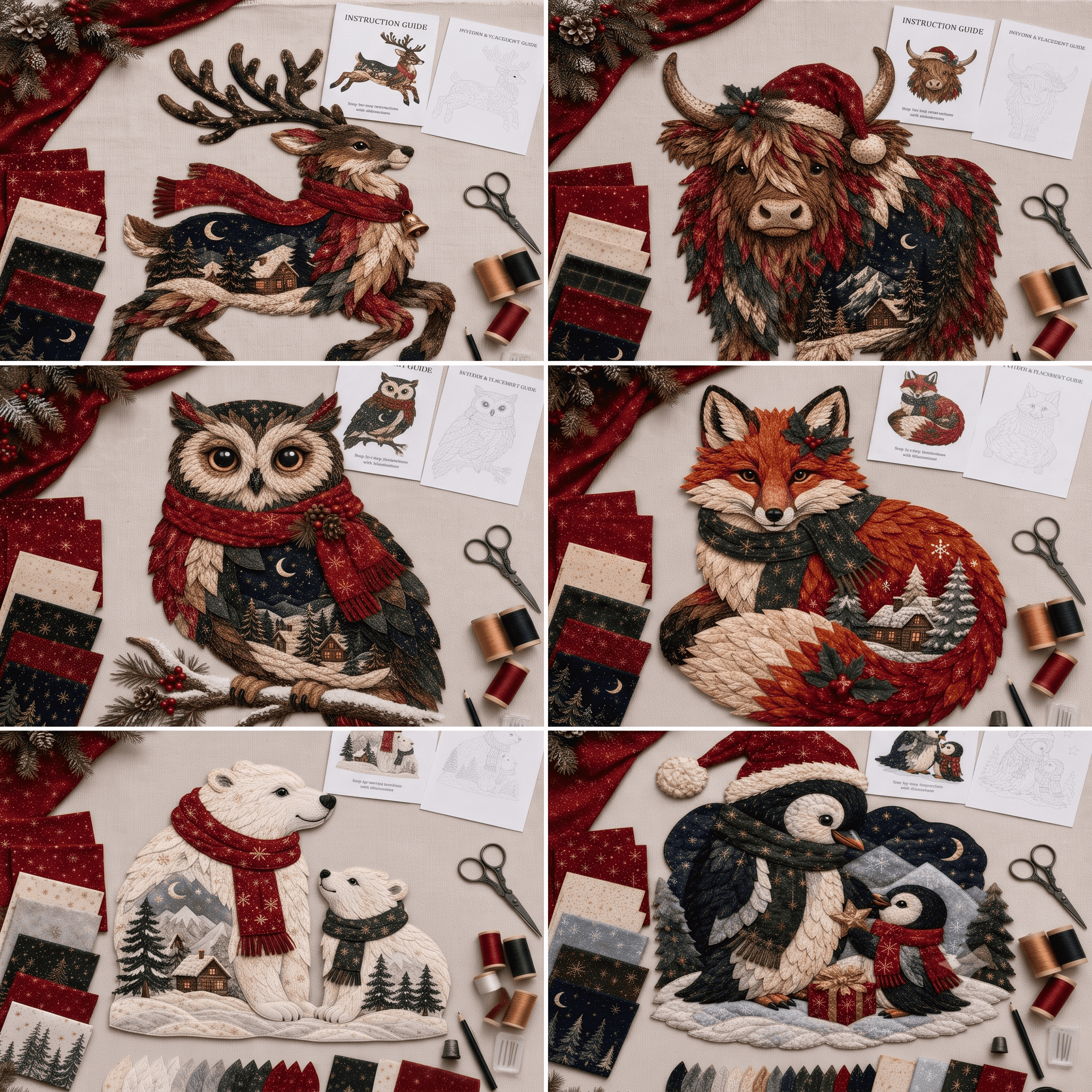 🔥Last Day 49% OFF - 🎄🎅Christmas Woodland Wildlife DIY Patchwork Kit – ✨Create a Festive Handmade Keepsake-HandPrint