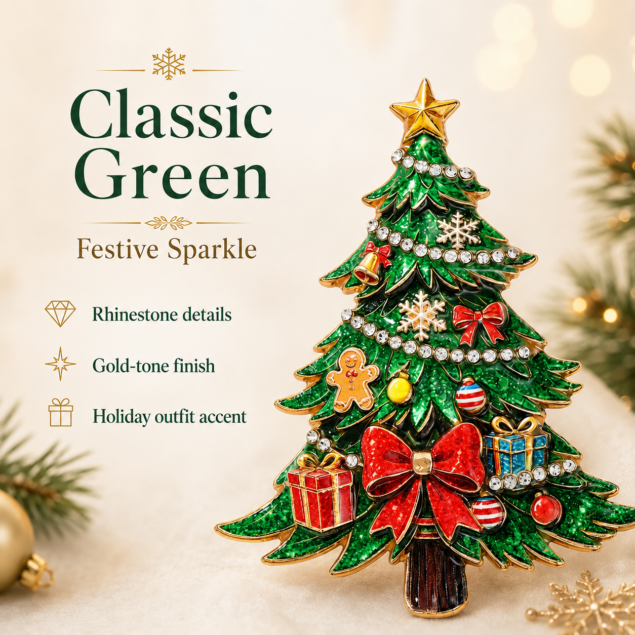2026 Limited Edition-Yuletide Evergreen Artisan brooch-HandPrint