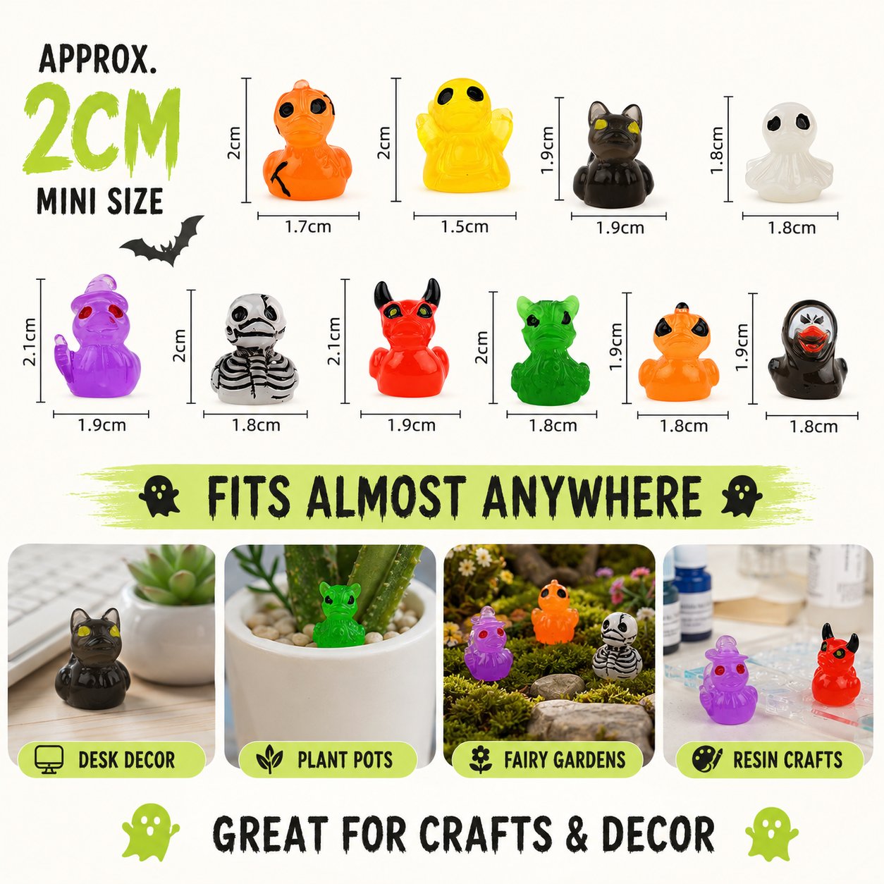 👻 Mini Glow Halloween Figures — Tiny Spooky Resin Decorations ( 30pcs! )-HandPrint