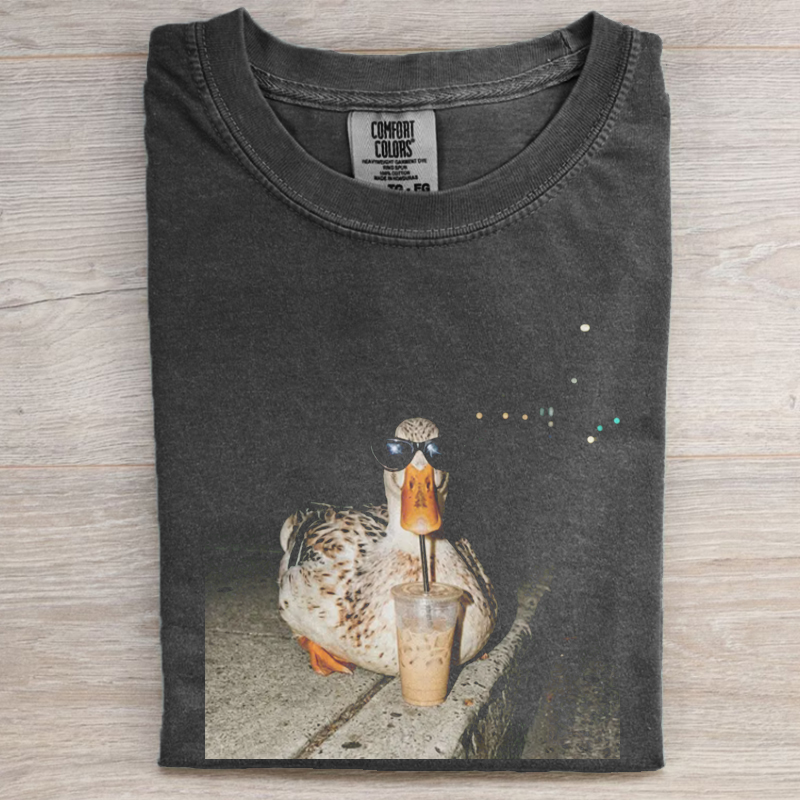Duck Drinking Iced Coffee T-shirt-NaturexCraft