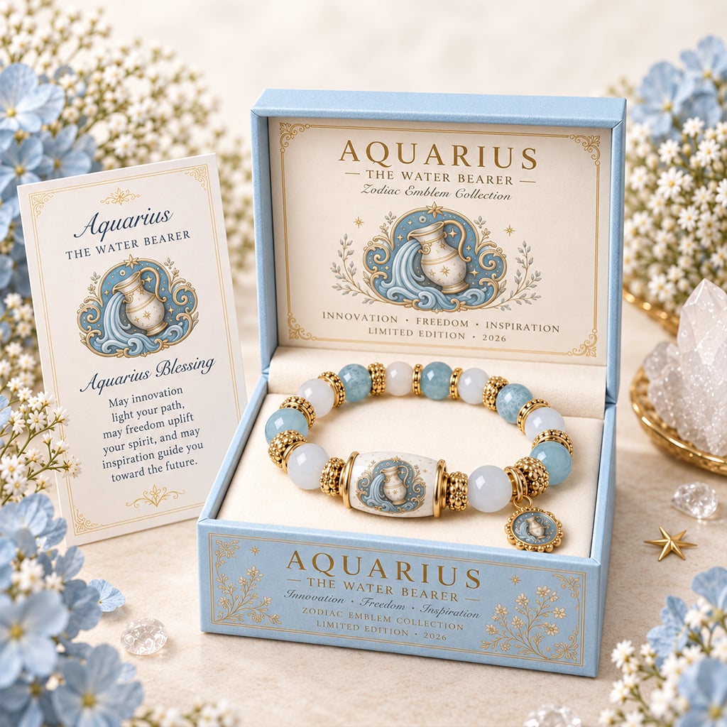 【🔥Limited Edition🔥】💫 12 Zodiac Bracelet – Natural Chalcedony, Your Sign, Your Energy-HandPrint