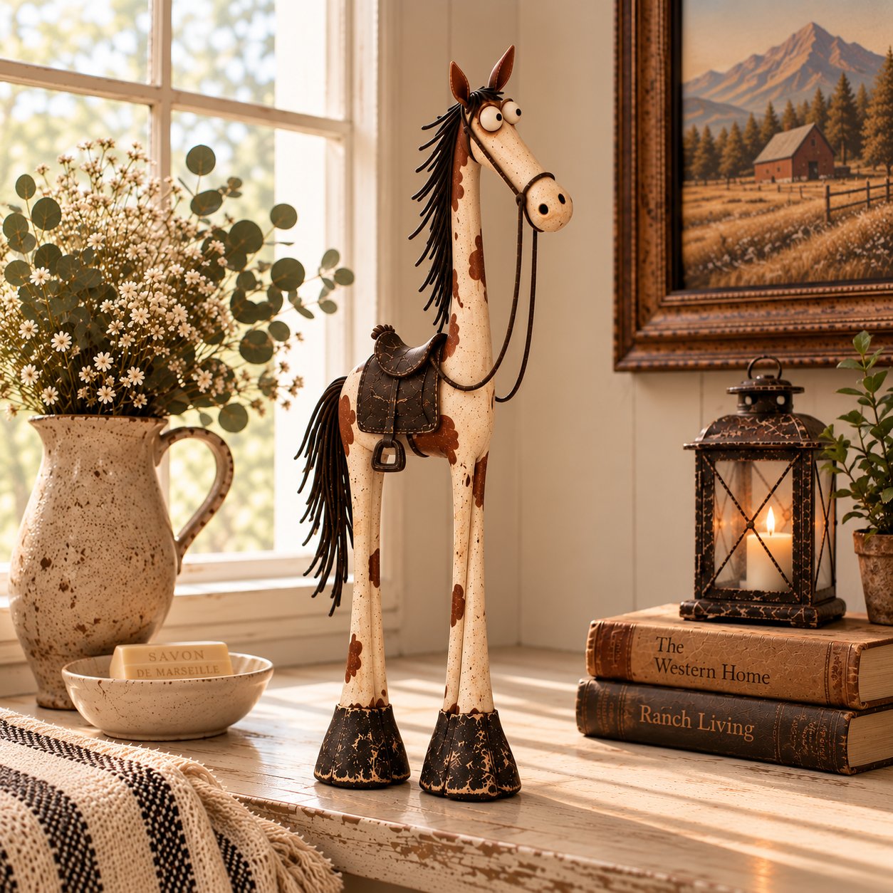 🤠🐴 Whimsical Western Cowboy & Horse Figurine Duo 🌵-HandPrint