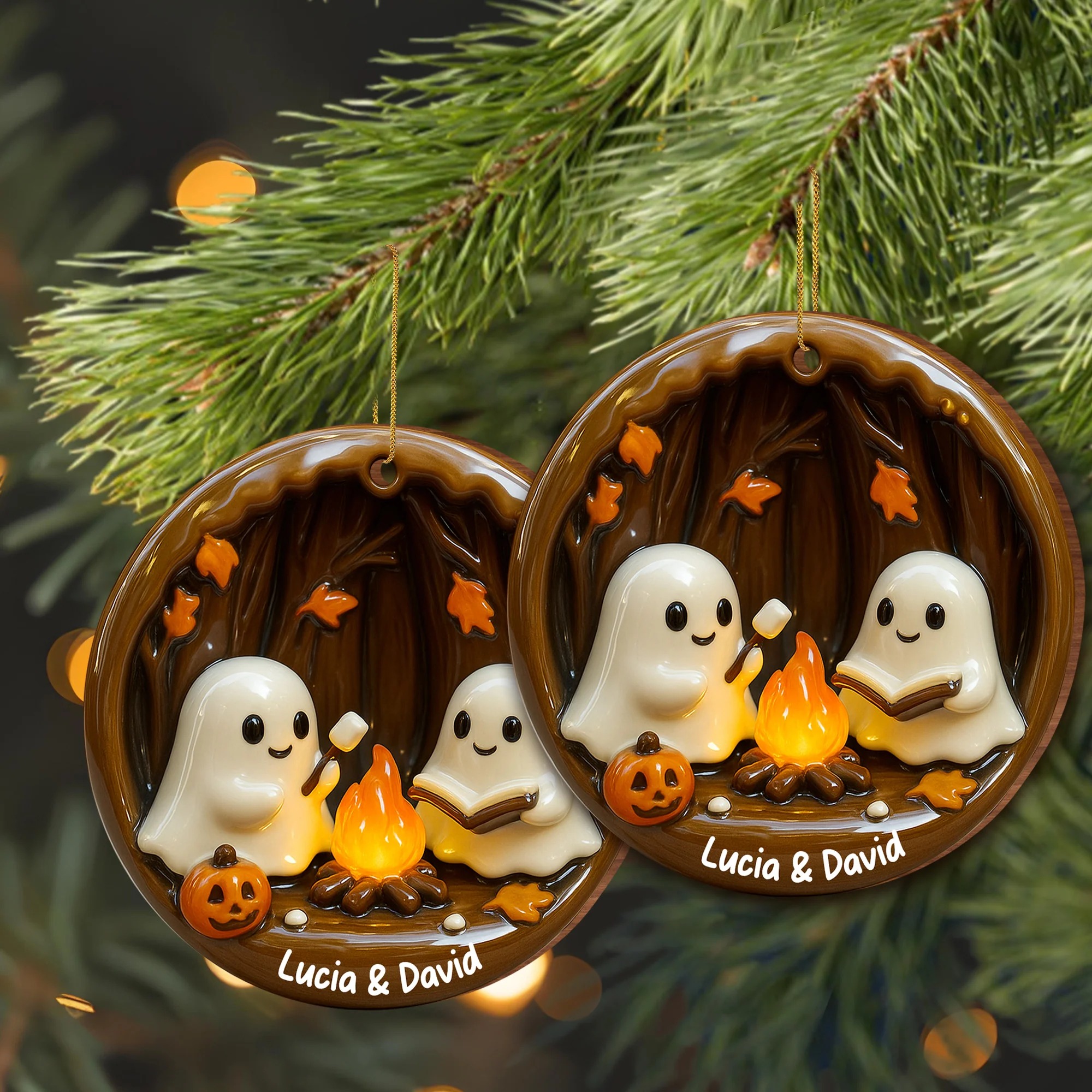 DIY Ghost Campfire Personalized Ornament 👻🔥-HandPrint
