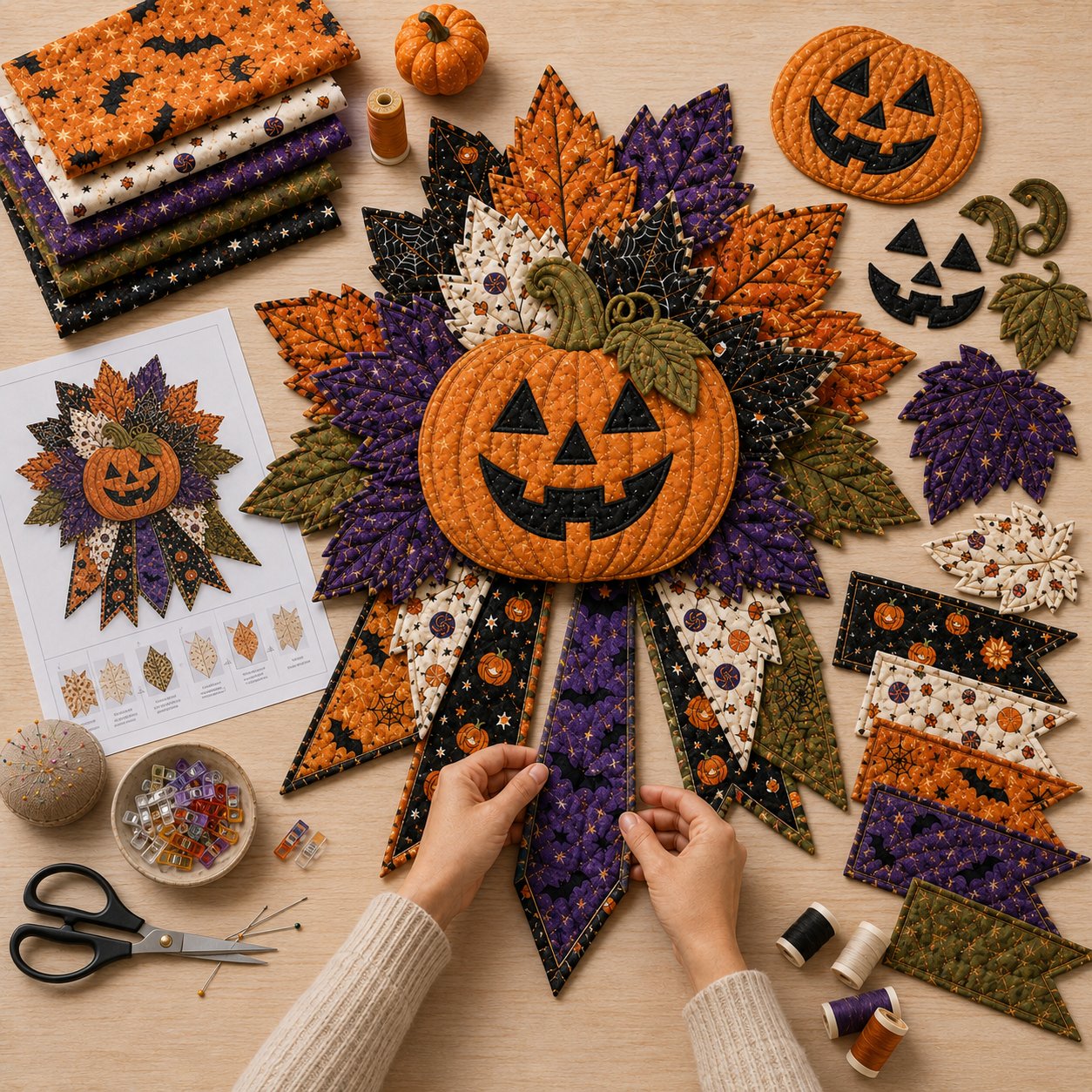⏳ Last Day 49% OFF – 🎃 Beginner-Friendly Oversized Halloween Character Quilted Door Hanger Sewing Kit | Complete Kit with All Tools & Step-by-Step Guide Included 💕-HandPrint