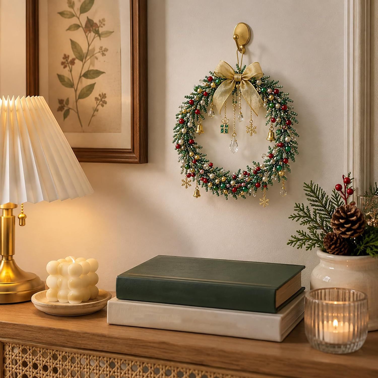 🎄DIY Beaded Christmas Wreath Kit – Handmade Holiday Wreath-HandPrint