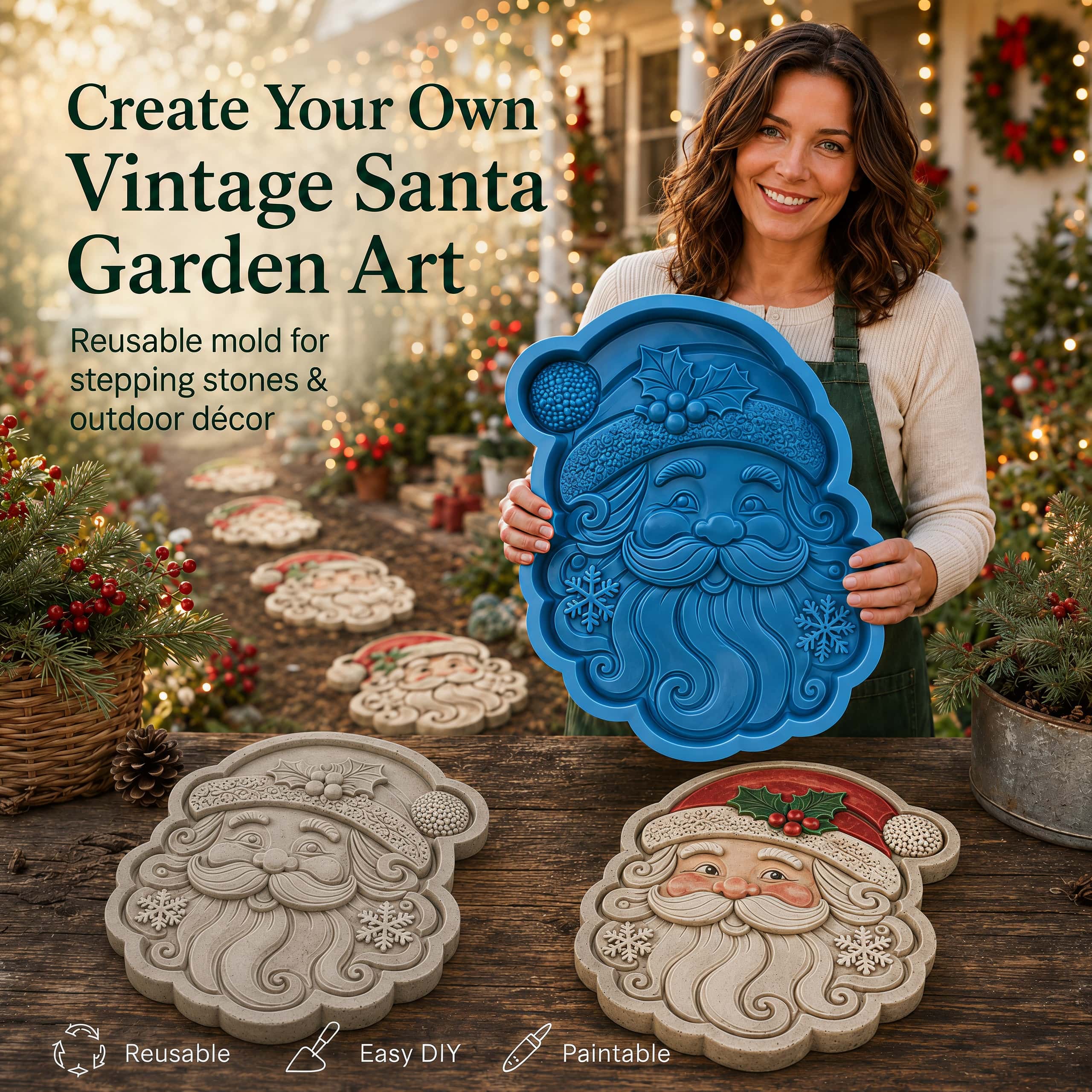 🌲 Reusable Christmas Theme Garden Art Mold – Make Your Garden Truly One of a Kind-HandPrint