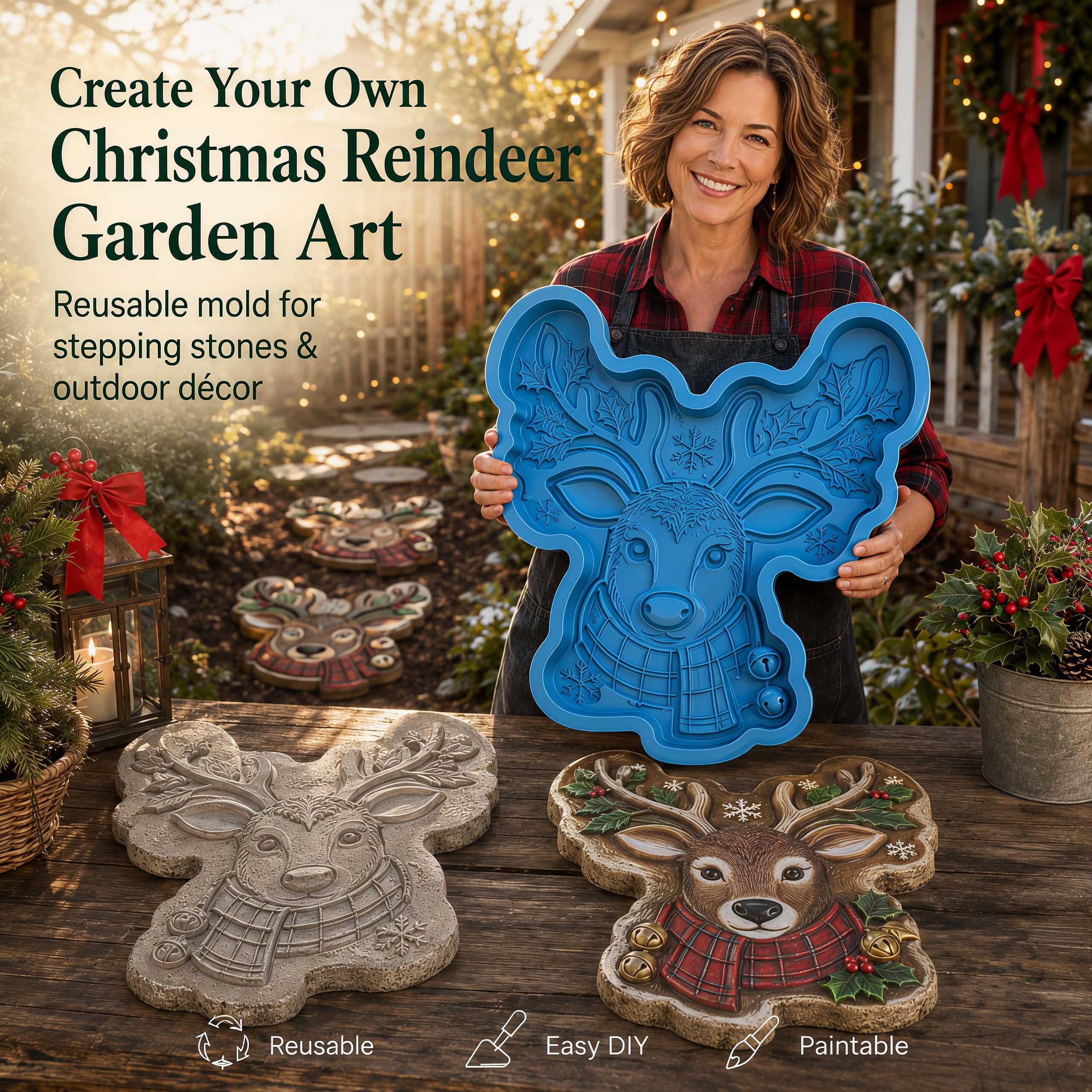 🌲 Reusable Christmas Theme Garden Art Mold – Make Your Garden Truly One of a Kind-HandPrint