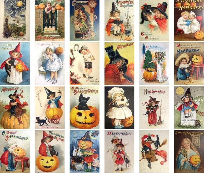 Vintage Halloween Postcard ( 24 pcs )-HandPrint