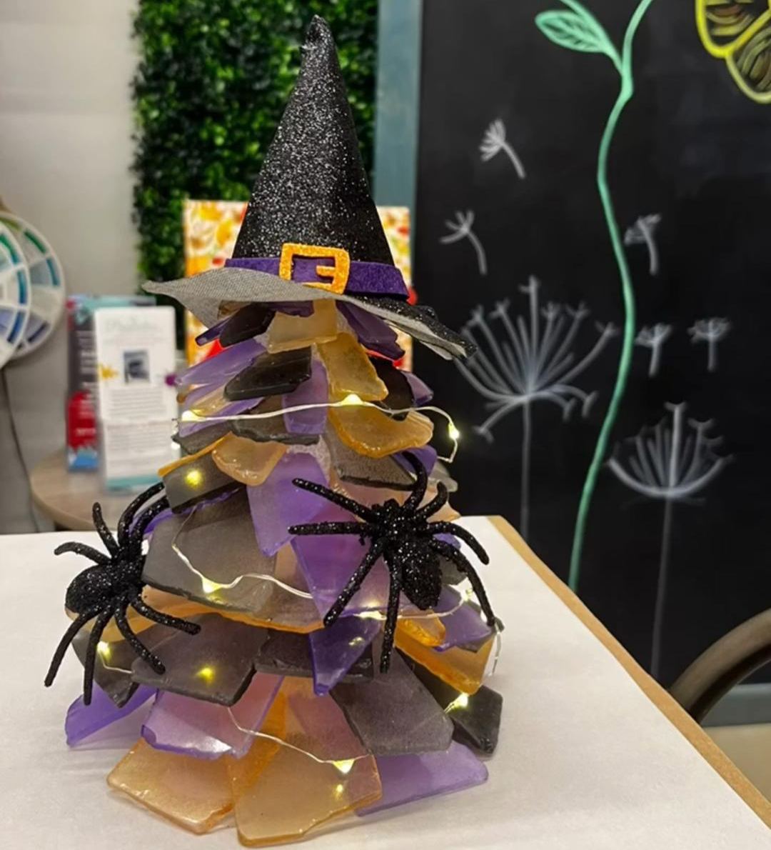 🔥$24.99 On Sale Today Only Spooky Sea Glass Halloween Tree-HandPrint