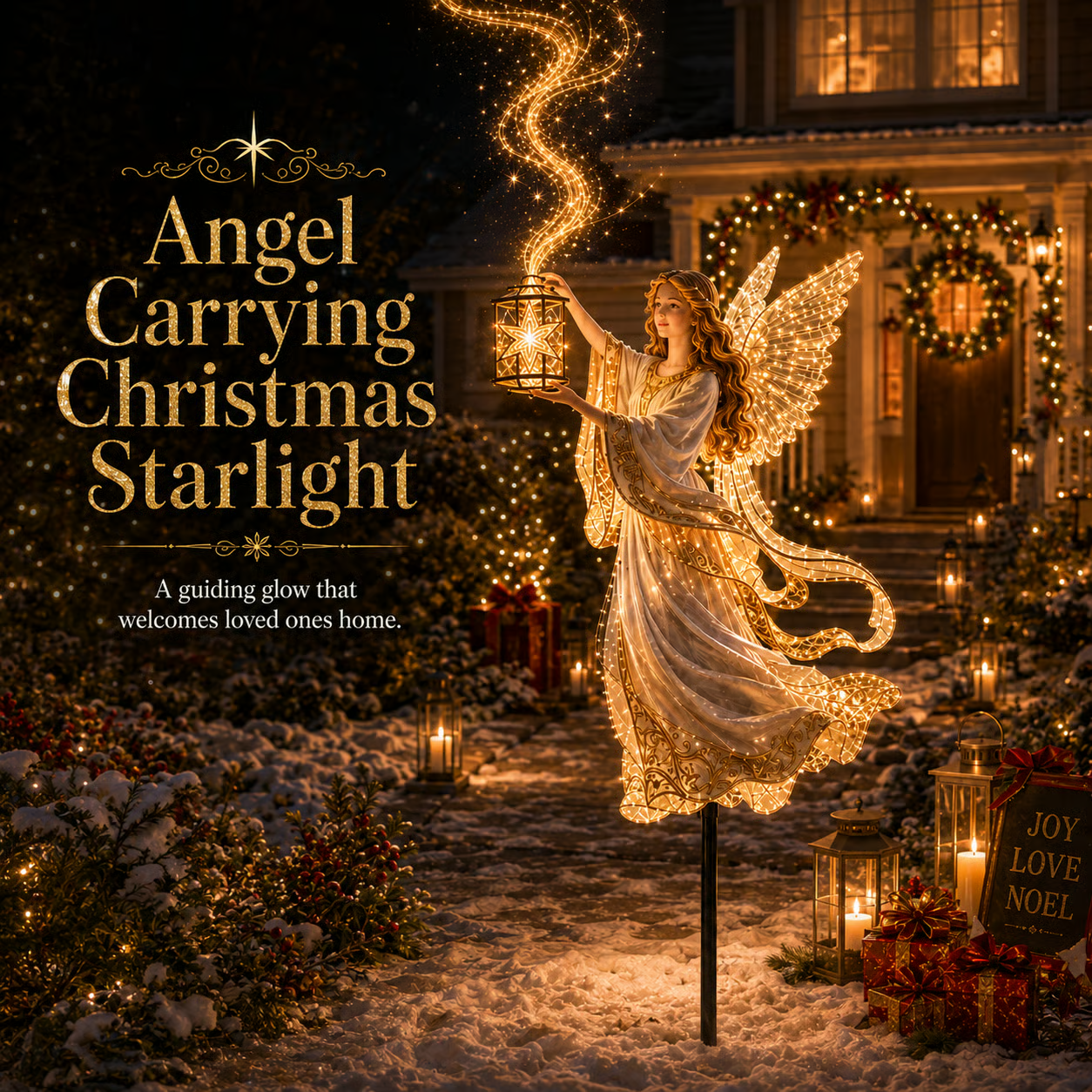 Light-Up Angel Lantern Starlight Christmas Yard Stake-HandPrint