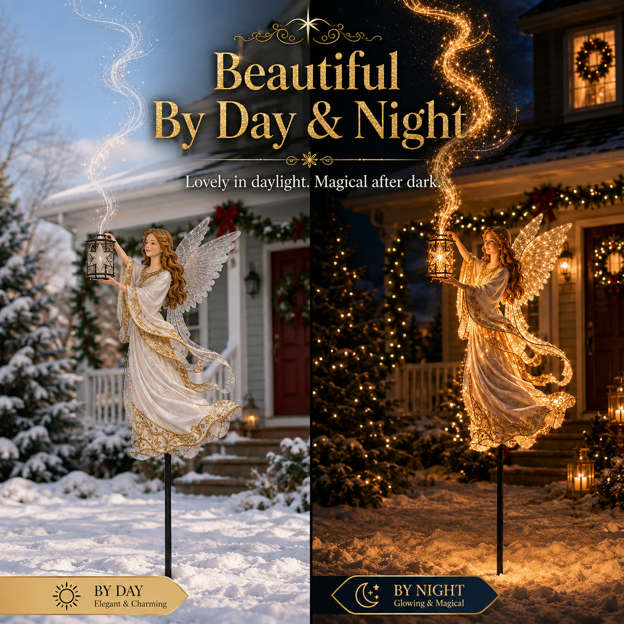 Light-Up Angel Lantern Starlight Christmas Yard Stake-HandPrint