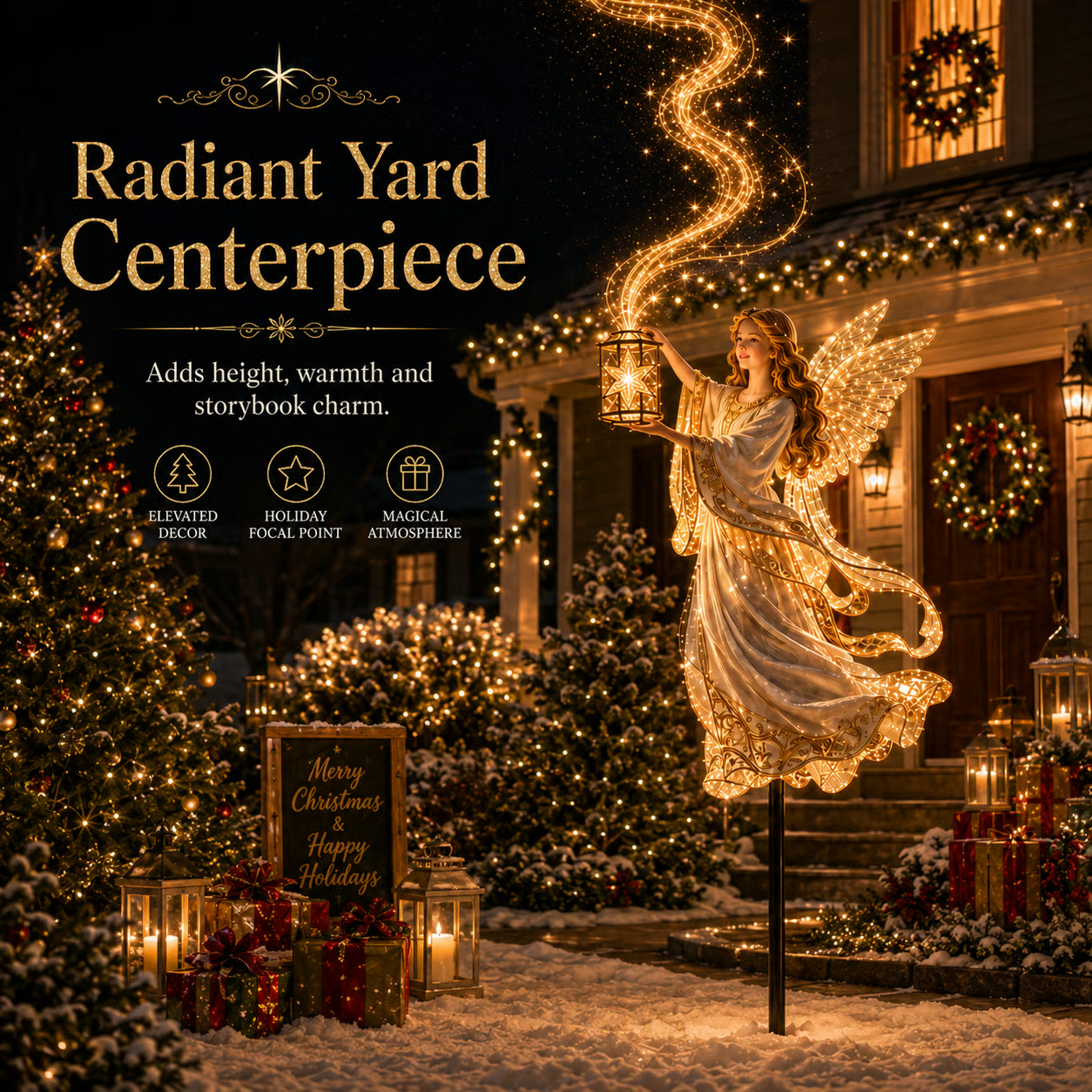 Light-Up Angel Lantern Starlight Christmas Yard Stake-HandPrint