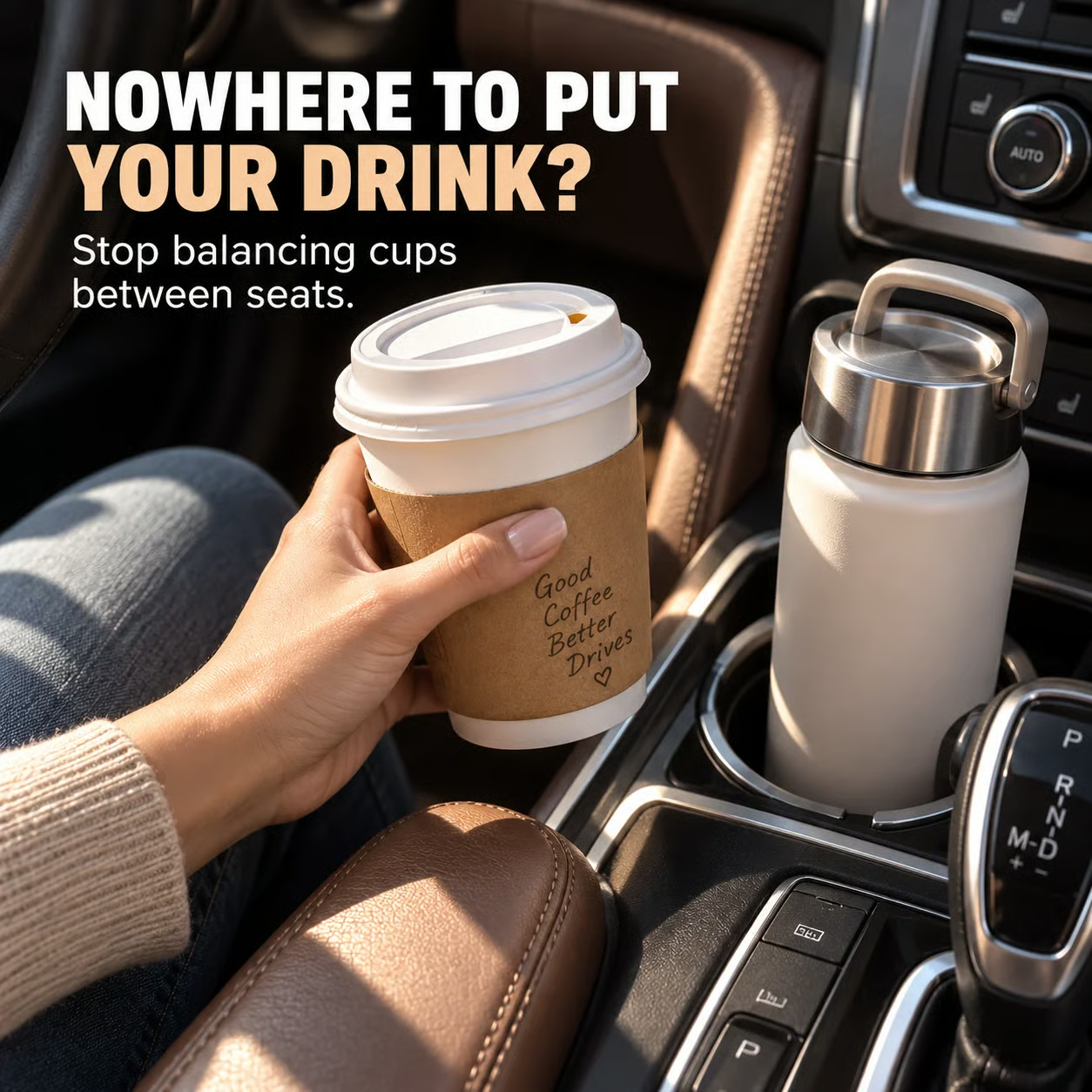 🚗 Universal Foldable Car Cup Holder – Space-Saving Drink & Phone Holder-HandPrint